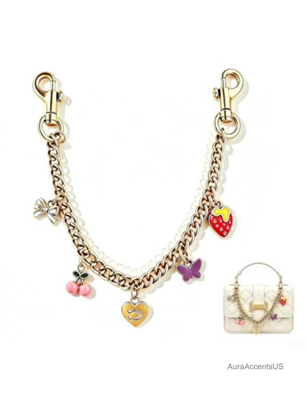 Vintage Gold Bag Charm for Handbags Purse Chain